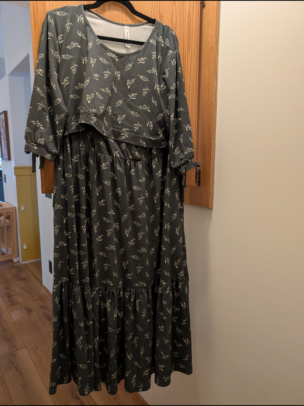 The dress lady Dark Olive Green Floral Maxi Dress with Nursing Access